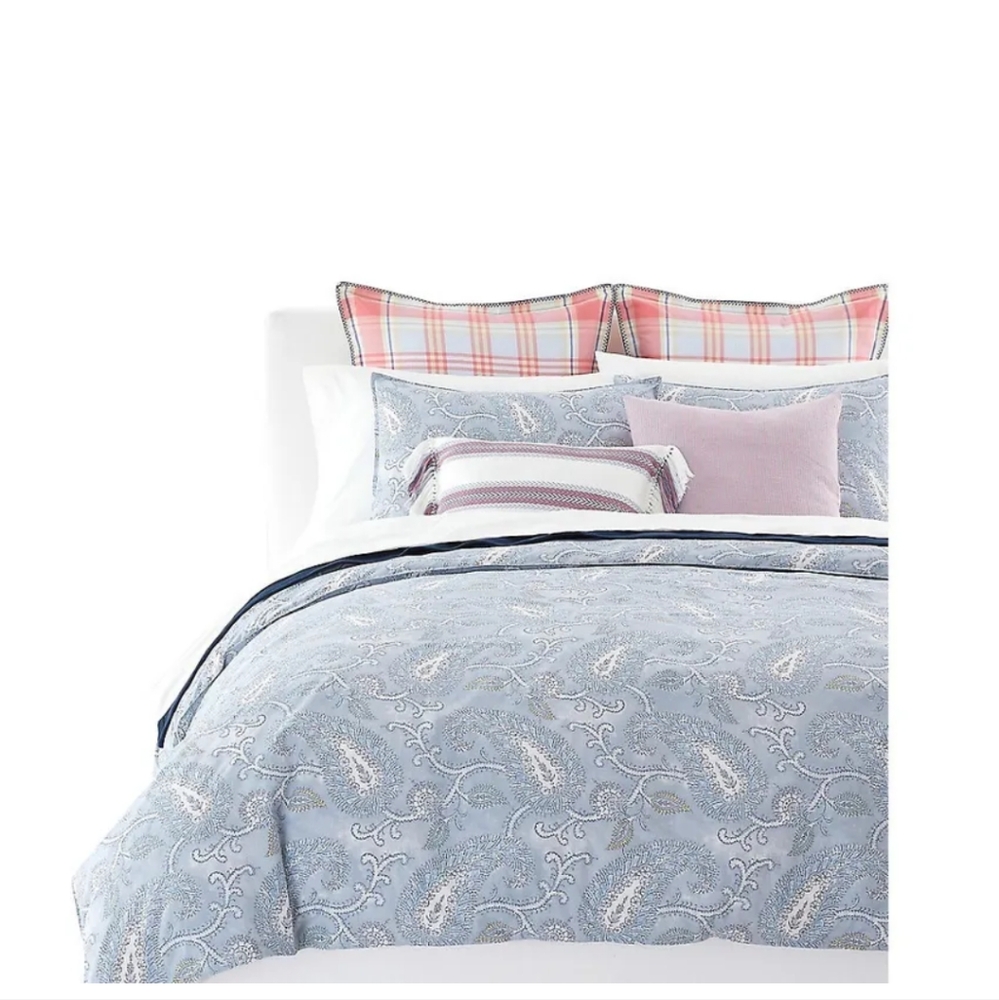 Lauren Ralph Lauren KARINA Slub Textured Throw Pillow in blue and red stripes